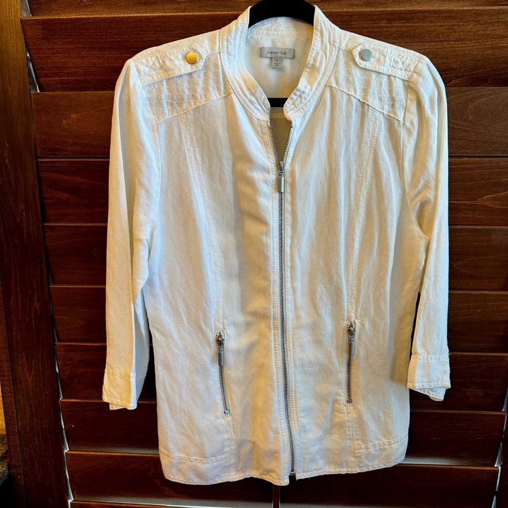 Amber Sun Linen and Rayon Jacket- Zipper